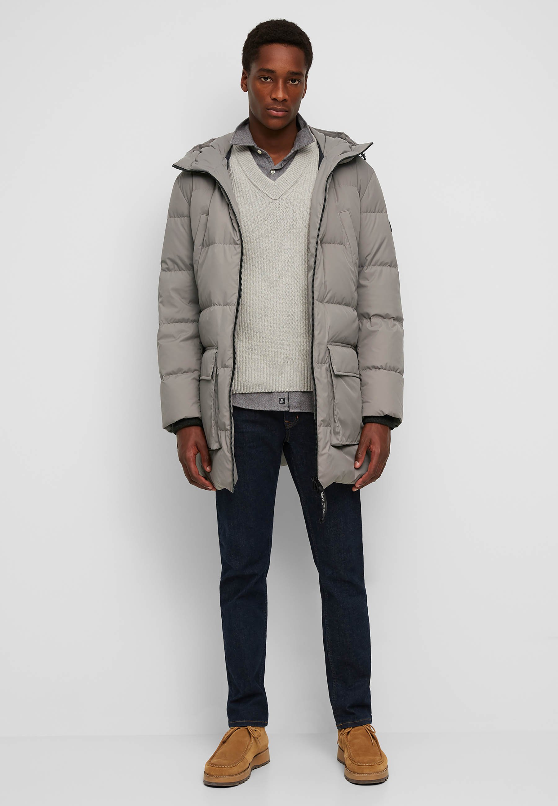 dark grey parka coat