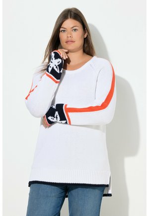 MIT JACQUARD, RUNDHALSAUSSCHNITT - Jersey de punto - coral