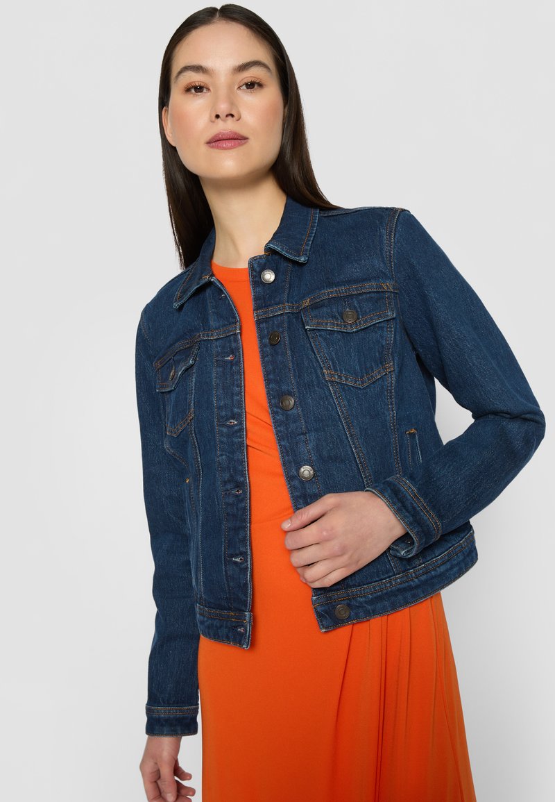 Almacenes De Chaqueta Denim Esprit Cropped Trucker Mujer, Negro