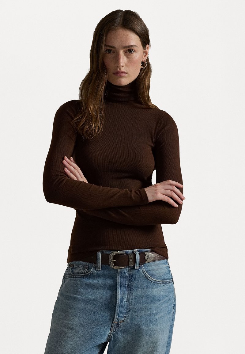 Polo Ralph Lauren STRETCH RIBBED TURTLENECK - Topper langermet - circuit brown