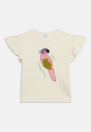 Lindex, FRILL SLEEVE FLIP SEQUINS - Μπλουζάκι με στάμπα - white/multi-coloured