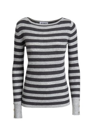 INFLUENCER, INFLUENCER PULLOVER BOAT-NECK STRIPED PULLOVER - Strickpullover - smoke