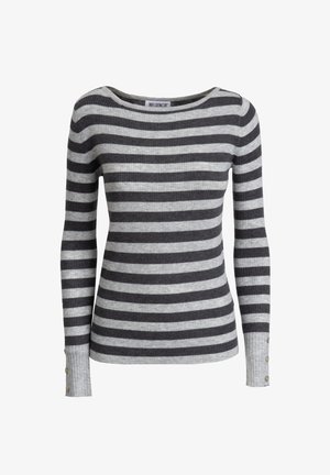 INFLUENCER, INFLUENCER PULLOVER BOAT-NECK STRIPED PULLOVER - Strickpullover - smoke