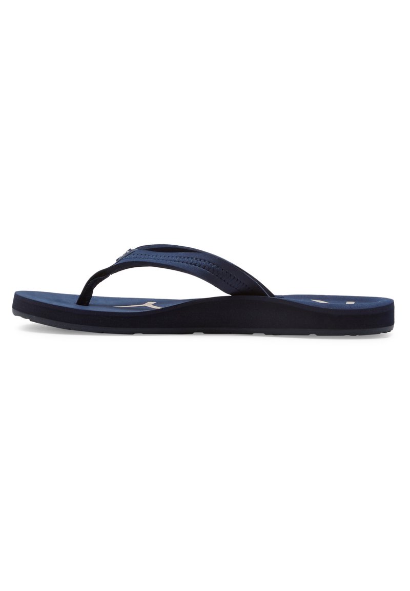 Navy blue flip-flop with a textured strap and flat sole. Features a smooth footbed and a minimal, modern design.