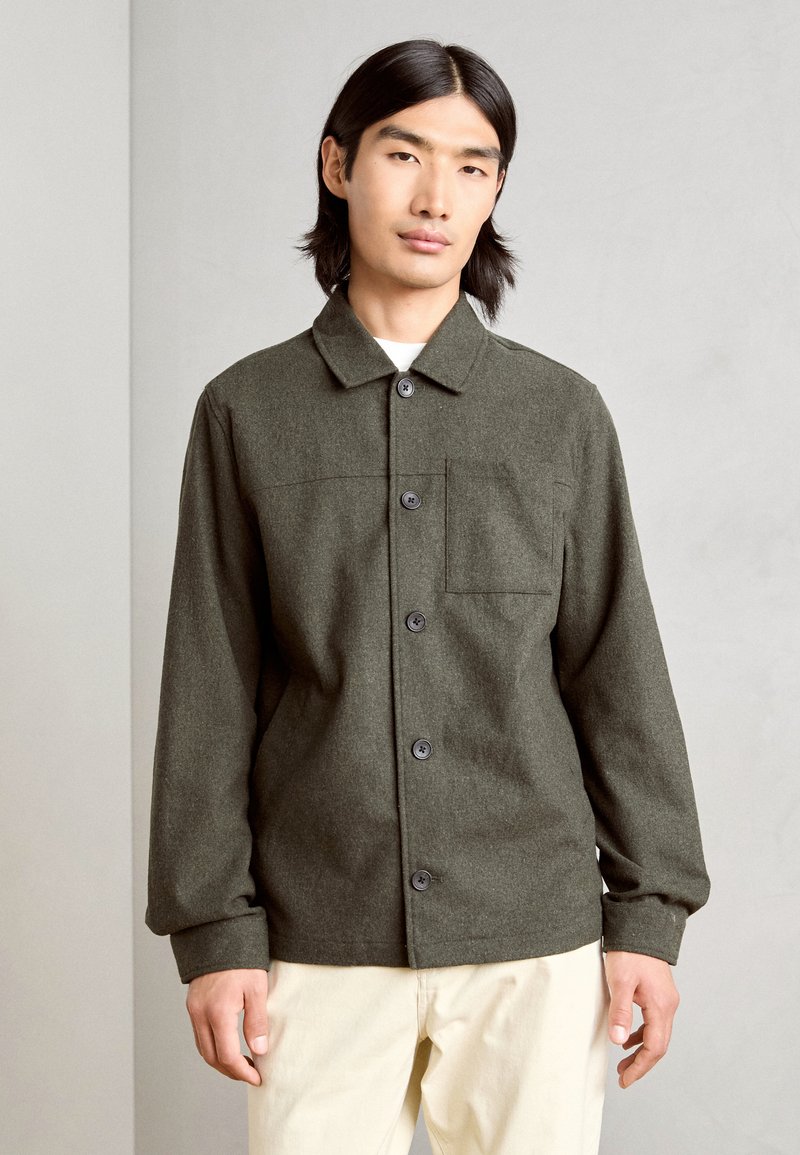 Lindbergh CROPPED LENGTH OVERSHIRT JACKET - Skraistė  - dark khaki melange