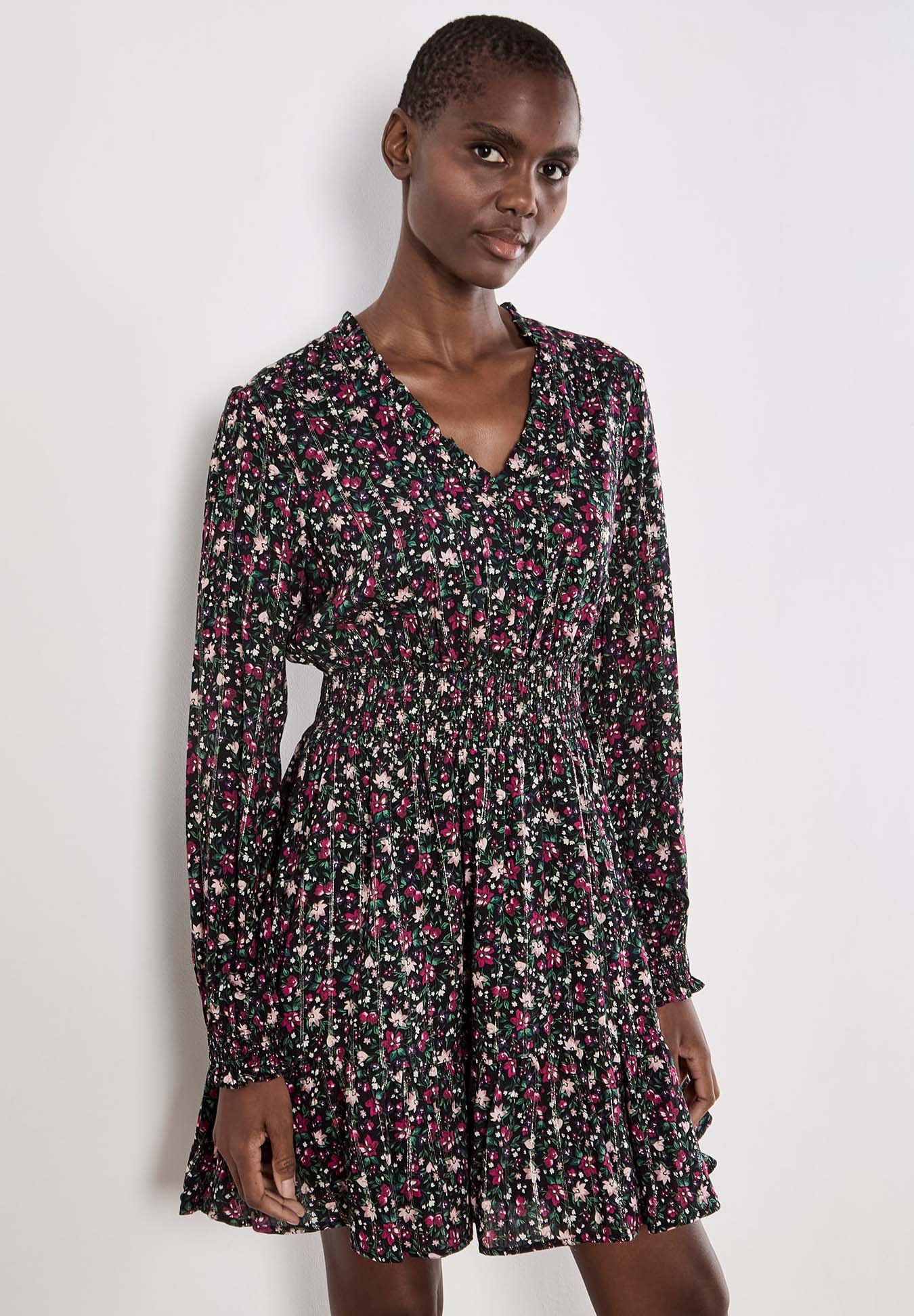 Apricot DITSY FLORAL SHIMMER MINI Shirt dress black Zalando