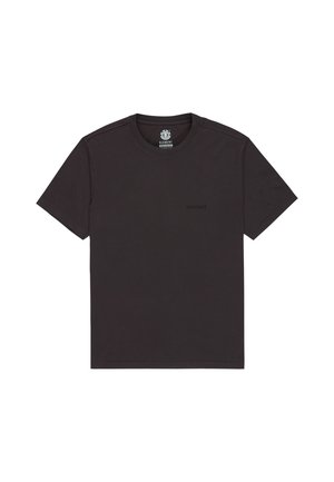 Čierne tričko s krátkym rukávom vyrobené z bavlny, s okrúhlym výstrihom. Na prednej strane je jemné logo. Hladká textúra s klasickým strihom.