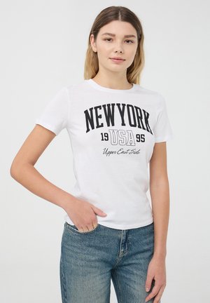 COLLEGE  - T-shirt con stampa - bianco ottico