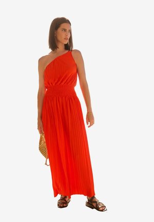 PLISSE ONE SHOULDER- REGULAR FIT - Maxi-jurk - red