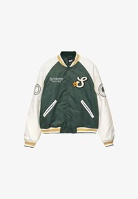 PULL&BEAR EMBROIDERED VARSITY Giubbotto Bomber dark green