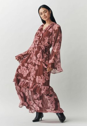 Maxi šaty - pink large scale floral