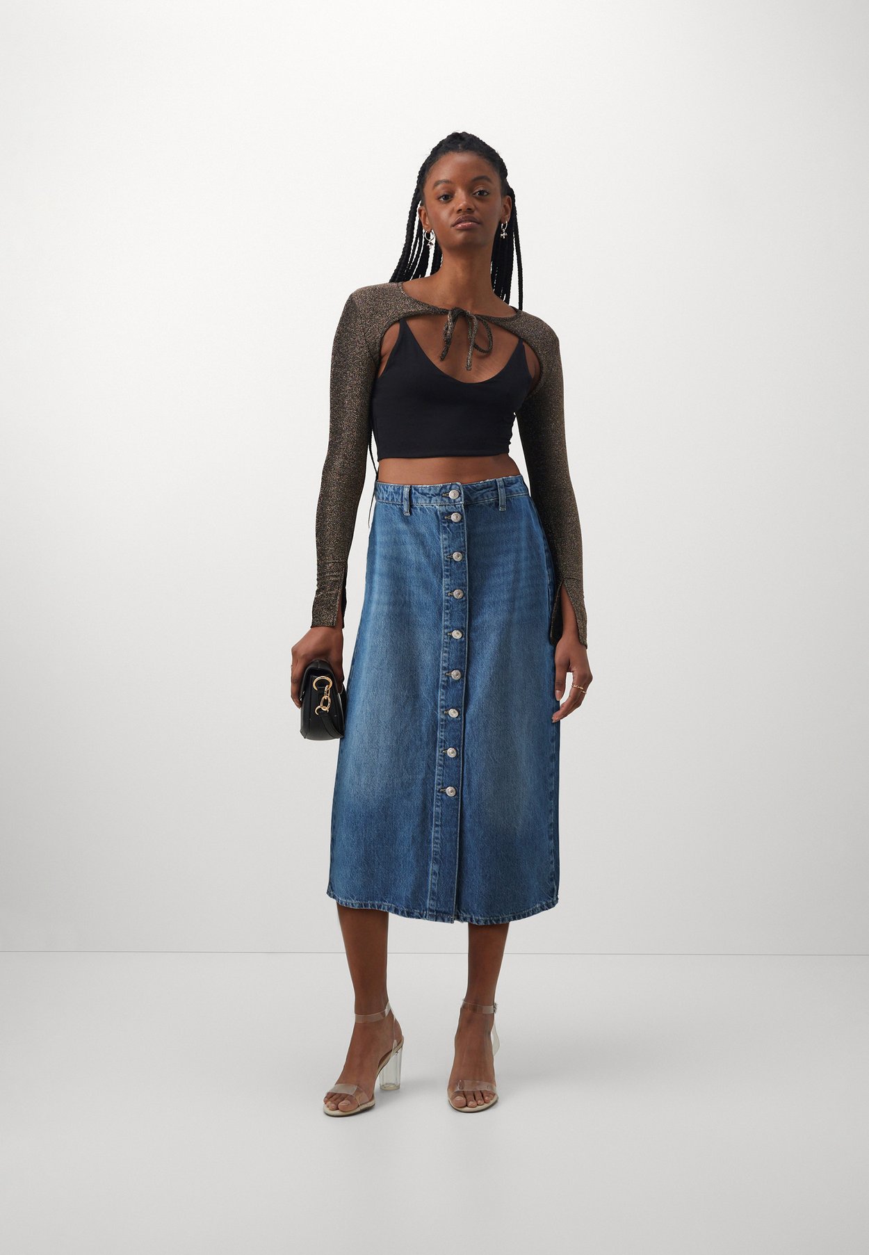ONLCECE MIDI BUTTON SKIRT