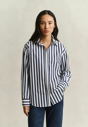 GANT, REL STRIPED CLASSIC POPLIN SHIRT - Button-down blouse - classic blue