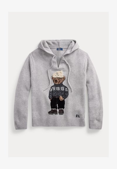 Polo Ralph Lauren POLO BEAR WOOL-BLEND KNIT HOODIE - Striktrøje - new grey heather