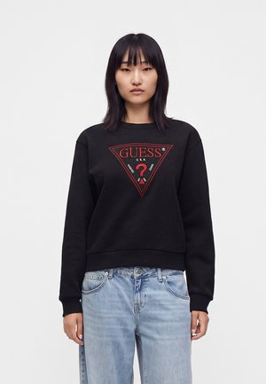 Guess, TRIANGLE FLOCK MINI STUDS - Суитшърт - jet black