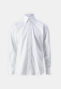 Witte langmouwige overhemd met knopen, gemaakt van zachte katoen. Kenmerkt zich door een klassieke kraag, verborgen knoopsluiting en manchet met knopen.