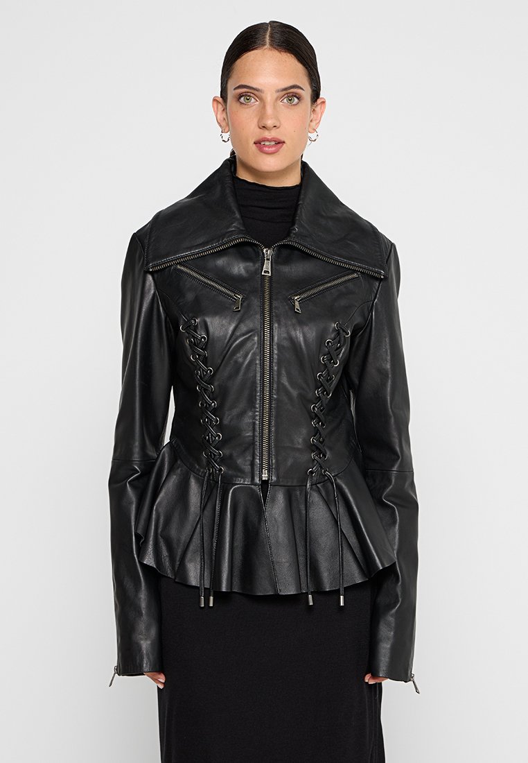 Versace Jeans Couture Leren jas zwart Versace Jeans Couture Leren jas zwart