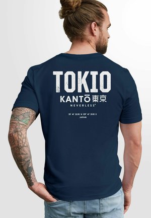 BACK TOKYO JAPAN JAPANISCHE SCHRIFTZEICHEN GRAFIK FASHION STREETSTYLE - Print T-shirt - backprint navy