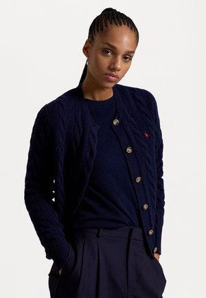 CABLE KNIT WOOL CASHMERE CARDIGAN - Kardigan - hunter navy