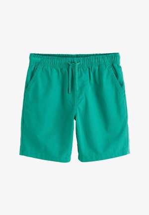 Helle türkisfarbene Freizeit-Shorts mit elastischem Bund und Kordelzug, ausgestattet mit Seitentaschen und geradem Bein.