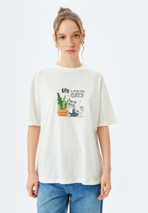 PRINTED  - Print T-shirt - beige