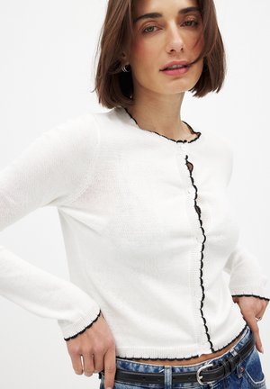 MIT KONTRASTKNÖPFEN - Cardigan - offwhite