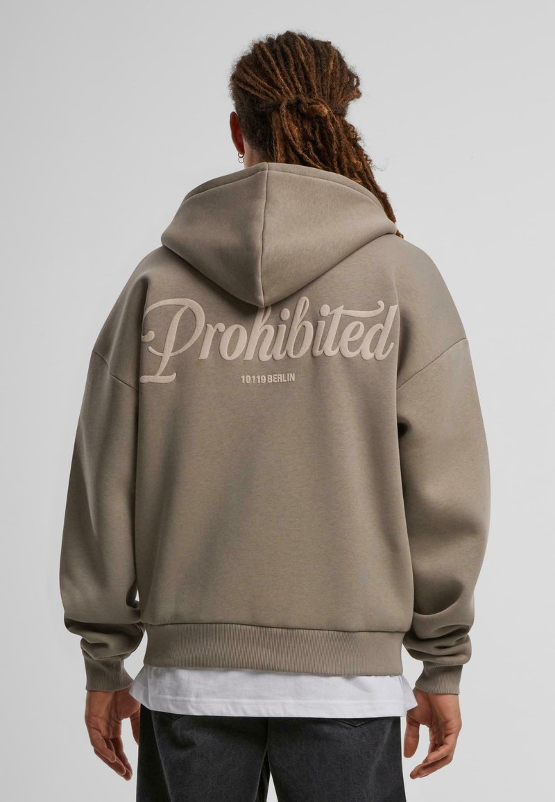 PROHIBITED - Zip-up sweatshirt - taupe, Enlarge