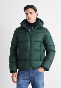 Calvin Klein HOODED QUILT PUFFER - Zimná bunda - midnight forest