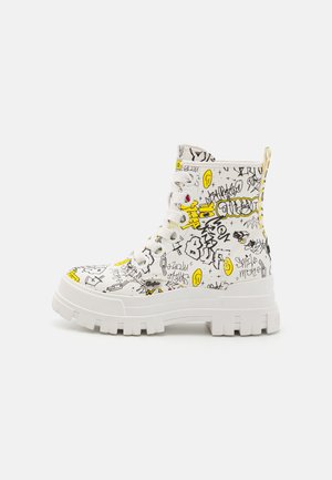 ASPHA - Platform ankle boots - white graffiti