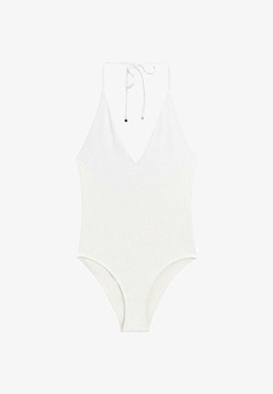 Massimo Dutti, TEXTURED V-NECK SWIMSUIT - Maillot de bain - white
