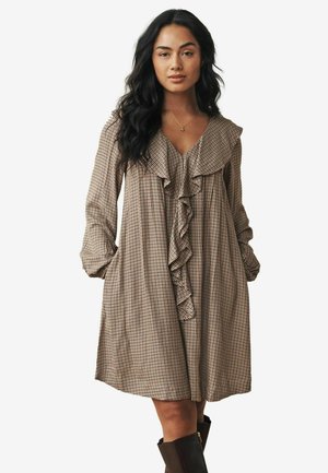 HERITAGE CHECK RUFFLE FRONT  - Freizeitkleid - brown