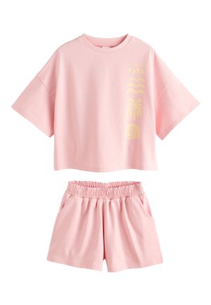 Next REGULAR FIT - HEAVYWEIGHT T-SHIRT AND SHORTS SET  . - Shorts - pink yellow palm