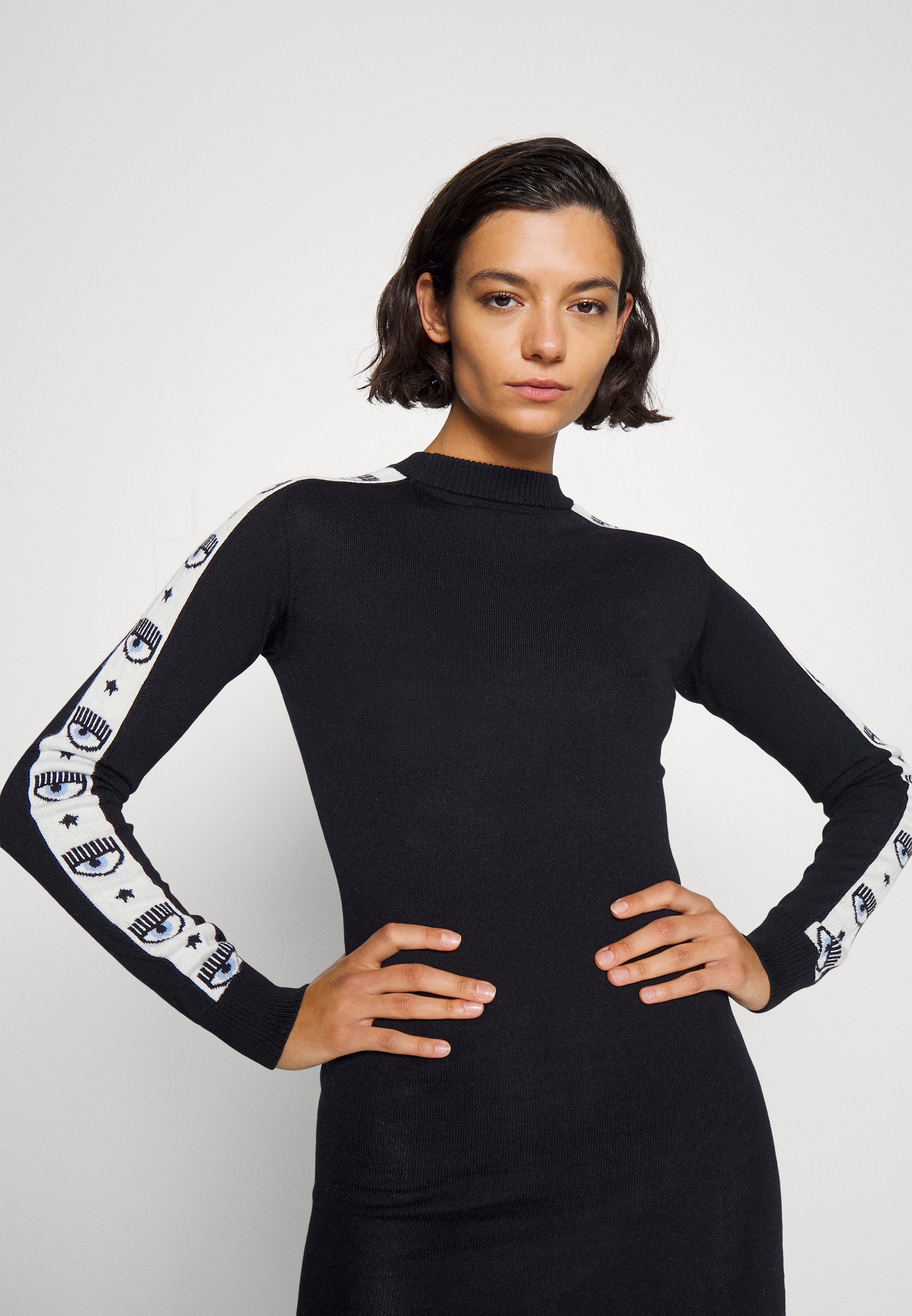 TAPE LOGO DRESS - Jumper dress - black 