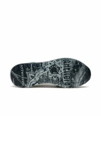 Suela de zapatilla en gris oscuro con un diseño texturizado de mapa y detalles en negro, con la palabra "Antwerp" destacada.