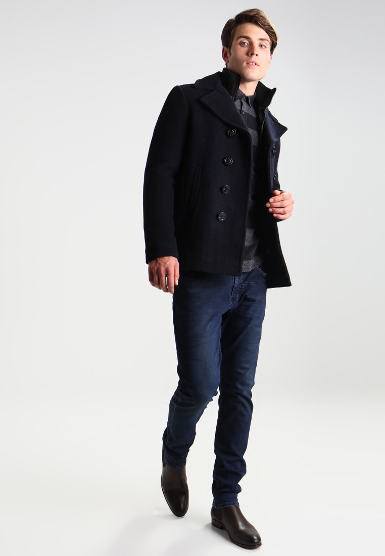 Cappotto drto in misto lana blu da uomo | Sandro Paris Cappotto drto in misto lana blu da uomo | Sandro Paris