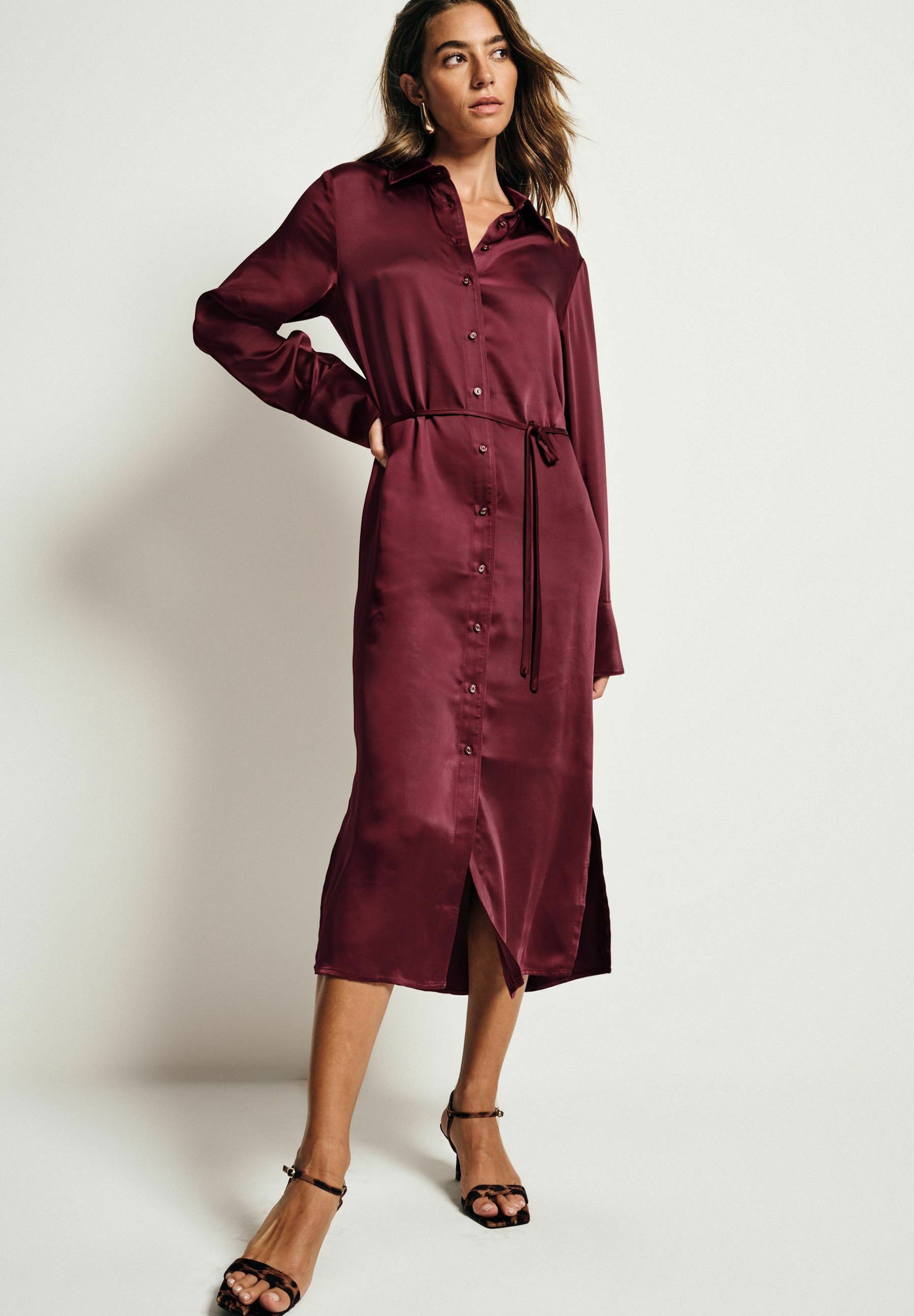 Next MIDI - Shirt dress - burgundy red/red - Zalando Next MIDI - Shirt dress - burgundy red/red - Zalando