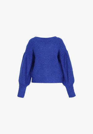 Sinine kudum, ümmarguse kaelusega, üleöö suurte varrukatega ja ribakudumise tekstuuriga. Omab lühikest disaini ja pehmet, paksu lõnga.