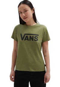 Vans FLYING V CREW - Camiseta estampada - loden green