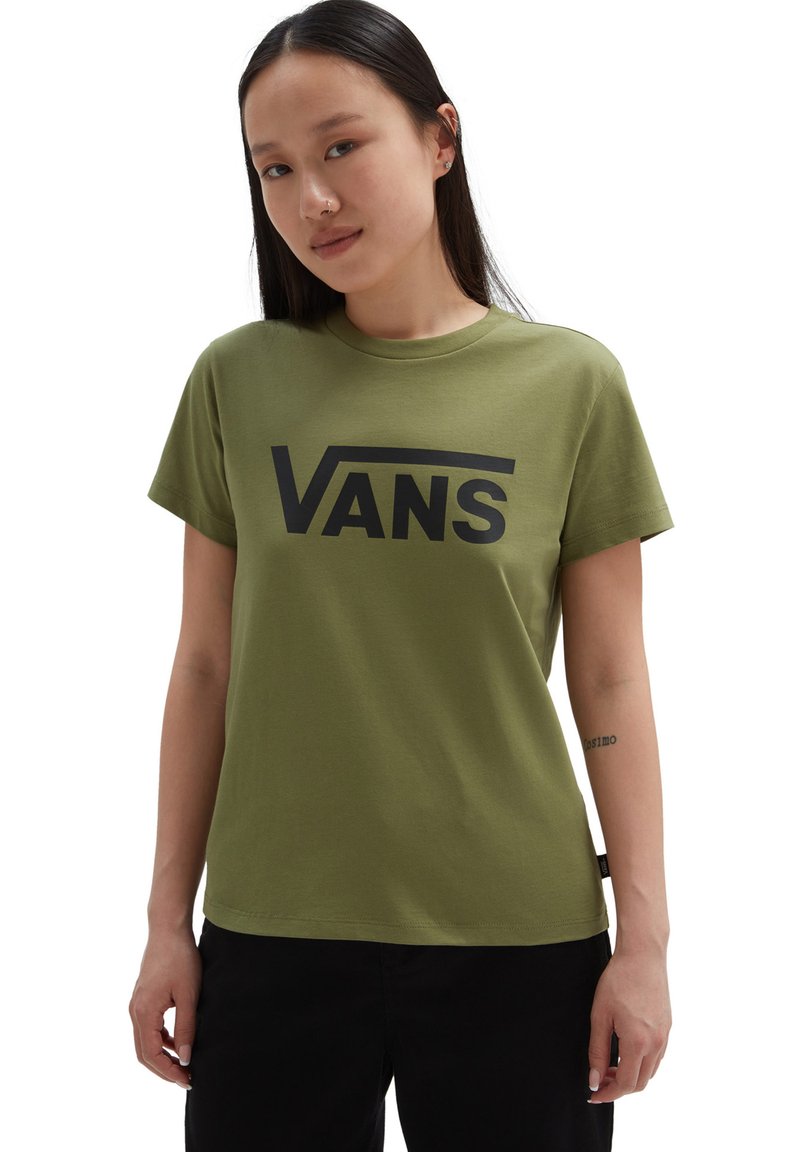 Vans FLYING V CREW - Camiseta estampada - loden green