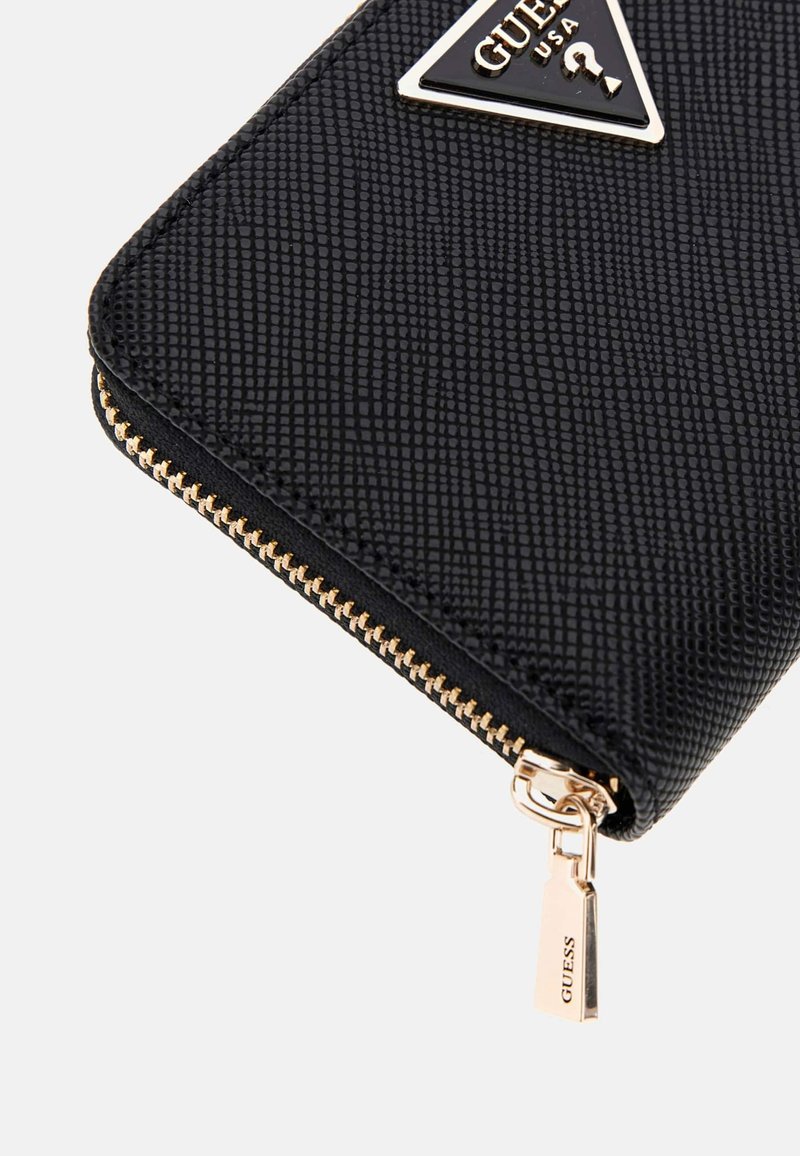GUESS Portafoglio Laurel II SLG Zip Around Card Case, Aqua Celeste, In Poliuretano Con Finiture Oro - 12x8x2,5 Cm