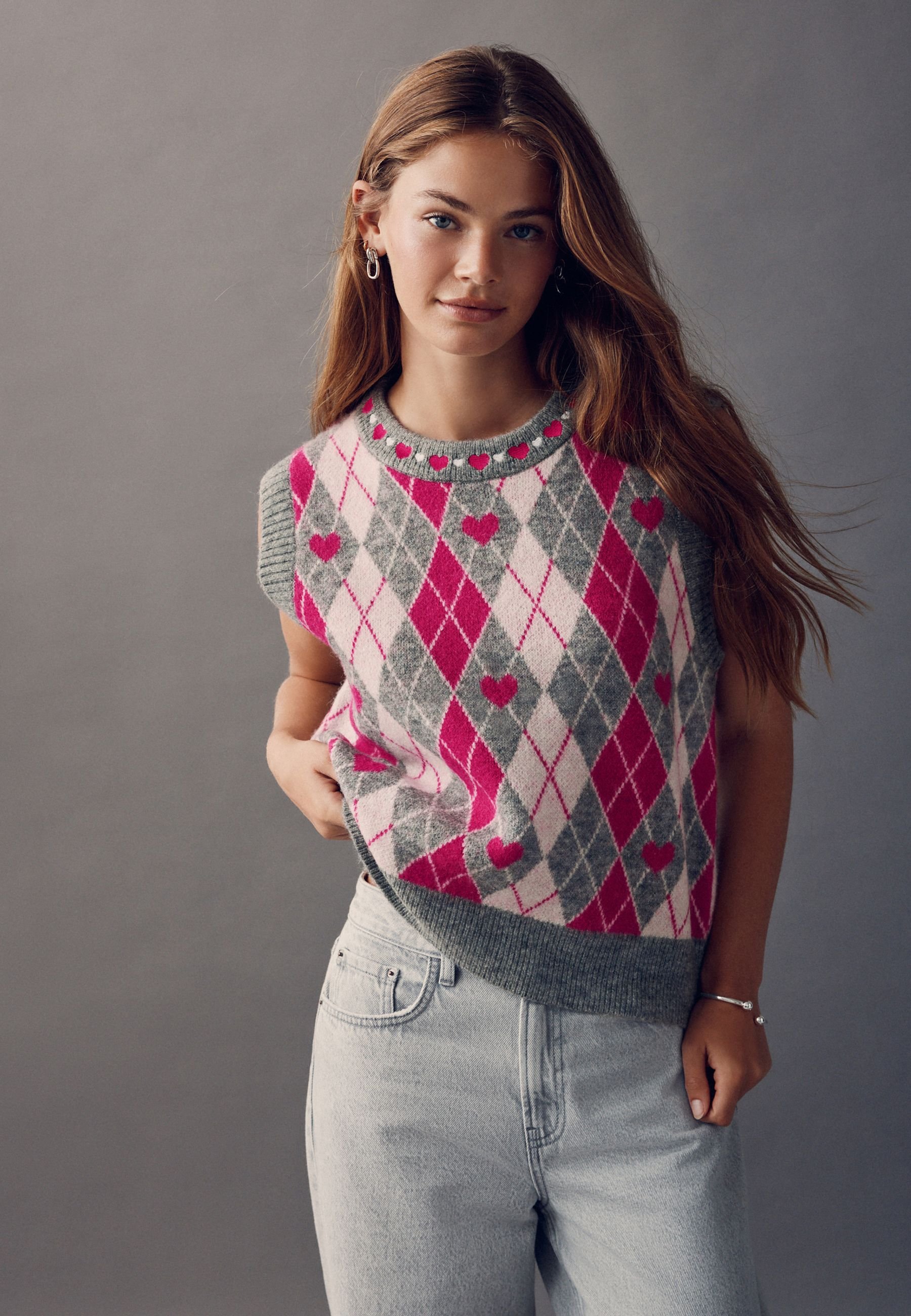 Next REGULAR FIT - CREW NECK SLEEVELESS - Top - grey bright pink