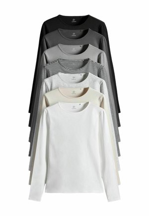 REGULAR FIT - 7 PACK LONG SLEEVE CREW NECK  - Langærmet T-shirt - stripe black greys white