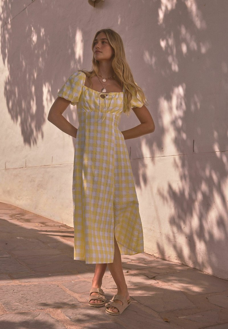 Next PUFF SLEEVE  TALL REGULAR FIT - Denní šaty - yellow white