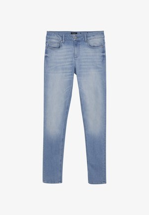 Lysblå denimjeans med lige pasform, der har forlommer og en falmet vask-effekt. Konstrueret med traditionelle sy-detaljer.