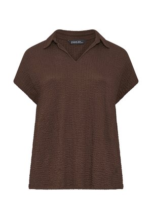 Evans, PLUS SIZE SHORT SLEEVE TOPS. - Bluse - chocolate