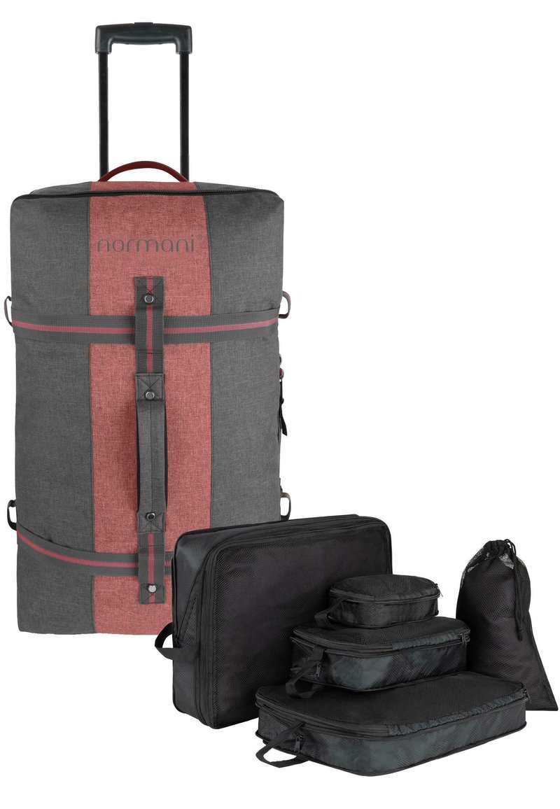 Normani MIT 4 KLEIDERTASCHEN - Kofferset - dunkelgrau rot
