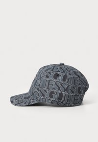 Baseballcap aus dunkelgrauem Stoff mit einem Allover-Logo-Print. Geschwungener Schirm und verstellbarer Riemen auf der Rückseite. Strukturierten Oberfläche mit Nähdetails.