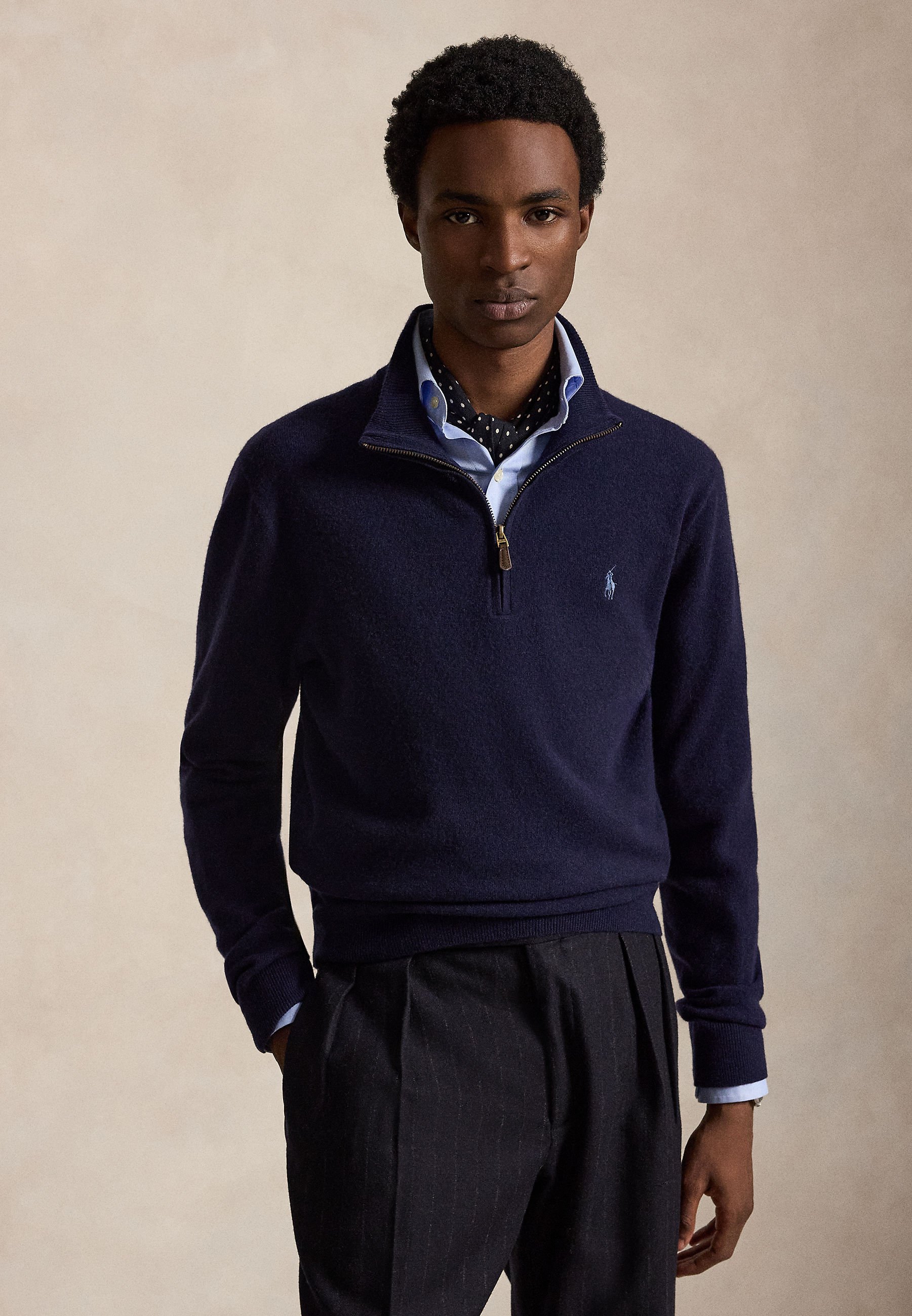 Polo Ralph Lauren WOOL QUARTER-ZIP SWEATER - Jumper - hunter navy