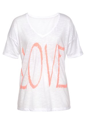 T-Shirt print - weiß neonorange