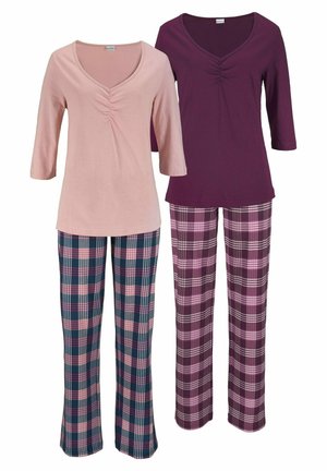 2 PACK - Nachtwäsche Set - rosa kariert/bordeaux kariert